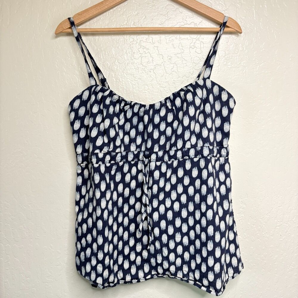 PATAGONIA Blue White Outdoor Babydoll Tank Top Split Hem in Back Womens Size 12